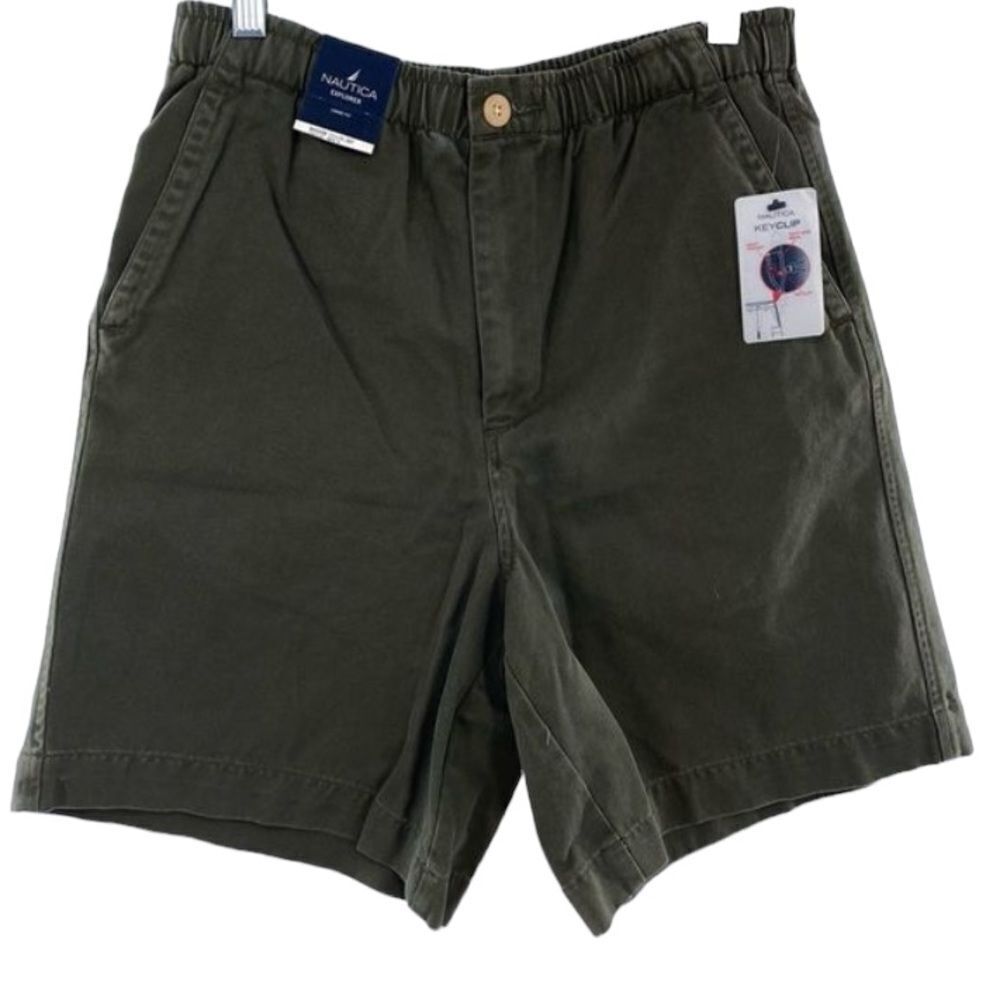 NAUTICA Khaki Green Loose Fit Casual Shorts